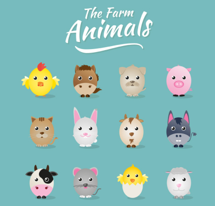 12 bande dessin¨¦e mat¨¦riau animaux de la ferme de vecteur