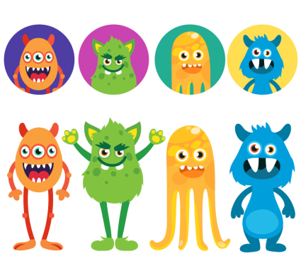 8 monstre de bande dessine avec Avatar vecteur matriel de conception