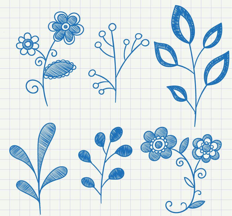6 bleues peintes plante vecteur matriel
