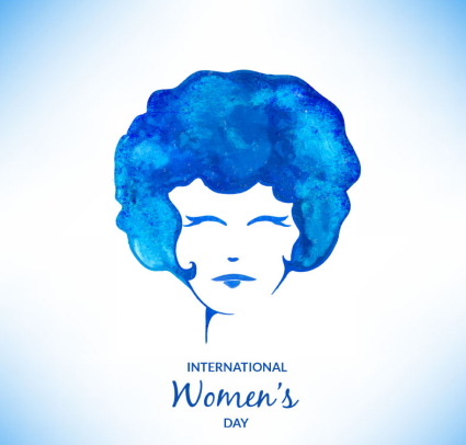 T¨ºte de femme dans le mat¨¦riel de vecteur de l'aquarelle bleue