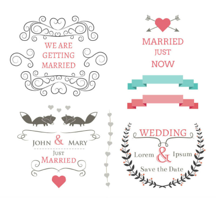 6 mariage mat¨¦riau des ¨¦l¨¦ments de conception de vecteur