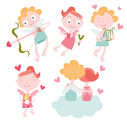 5 bande dessin¨¦e mat¨¦riau amour Cupidon vectoriel
