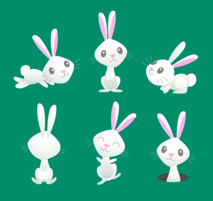 6 lapin blanc vecteur mat¨¦riel de conception