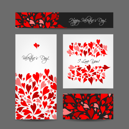 4 color¨¦ carte de l'amour mat¨¦riel vecteur rouge