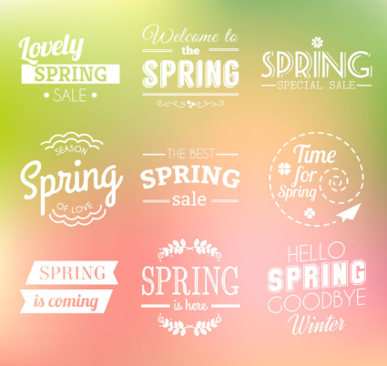 9 Bonjour Printemps WordArt vecteur