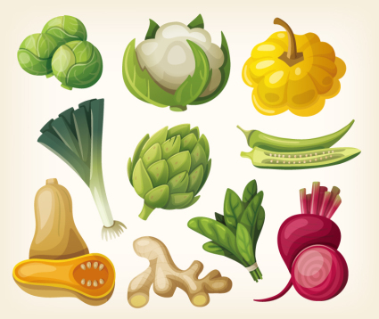 10 l¨¦gumes conception des mod¨¨les de dessin anim¨¦ Vecteurs