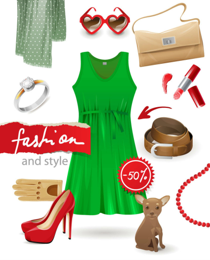 10 femmes accessoires ¨¦l¨¦gants vecteur mat¨¦riel