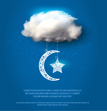 Coton nuages et le vecteur mat¨¦riel lune et les ¨¦toiles