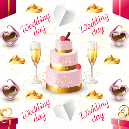 Mariage du champagne et gâteau de fond sans soudure vecteur mat¨¦riel