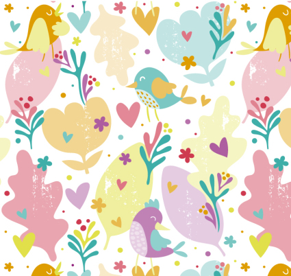 Des fleurs et des oiseaux Cartoon seamless fond vecteur