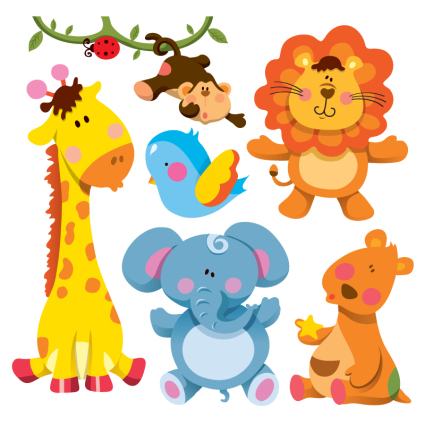 7 des animaux de dessin anim matriau mignon vecteur

