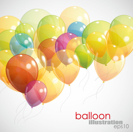 Ballons colors fond clair vecteur matriel
