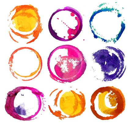 9 Aquarelle vecteur mat¨¦riel de conception d'anneau