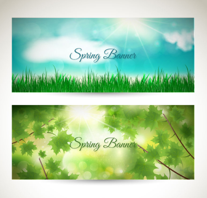 2 Printemps Nature mat¨¦rielle banni¨¨re vecteur