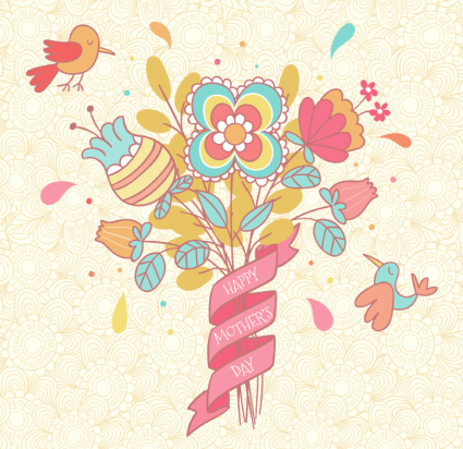 Fleurs fraîches pour la Journ¨¦e de la mati¨¨re des cartes de vœux vecteur des M¨¨res