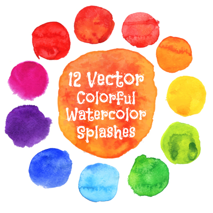 12 couleurs vecteur mat¨¦riel de conception aquarelle dot