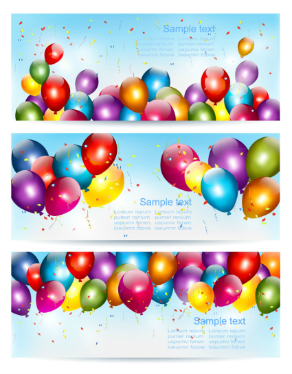 Trois vecteurs de banni¨¨re de ballons