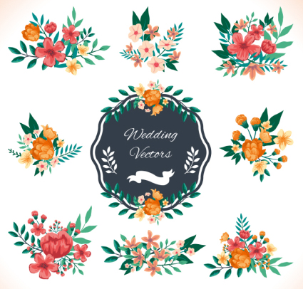 9 aquarelle fleurs vector documentation