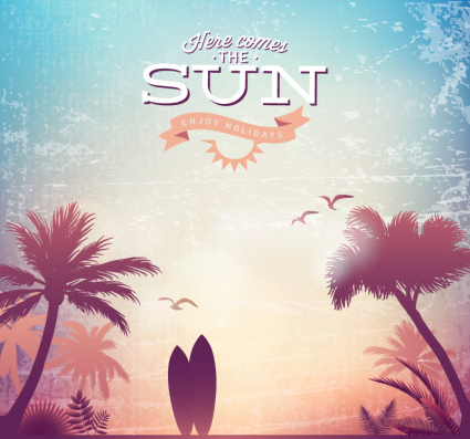 l'affiche de r¨¦tro - conseil sur le surf et vecteurs du cocotier
materialflower