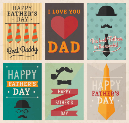 6 creative father's day carte de voeux vector matriel

