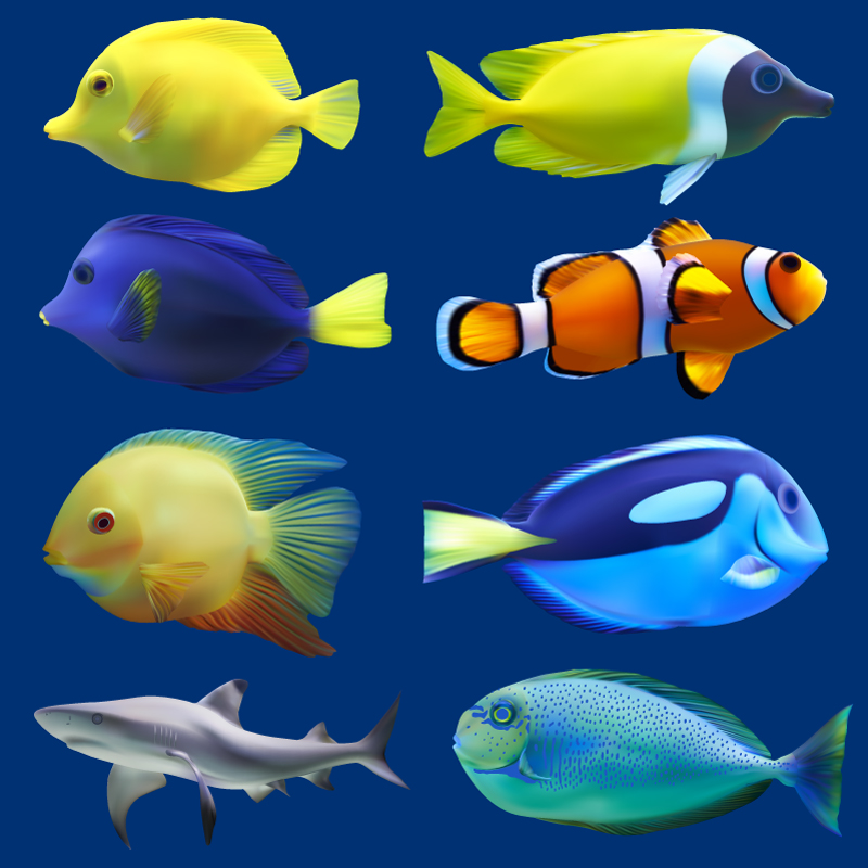 8 raliste vecteur matriel de conception de poissons marins
