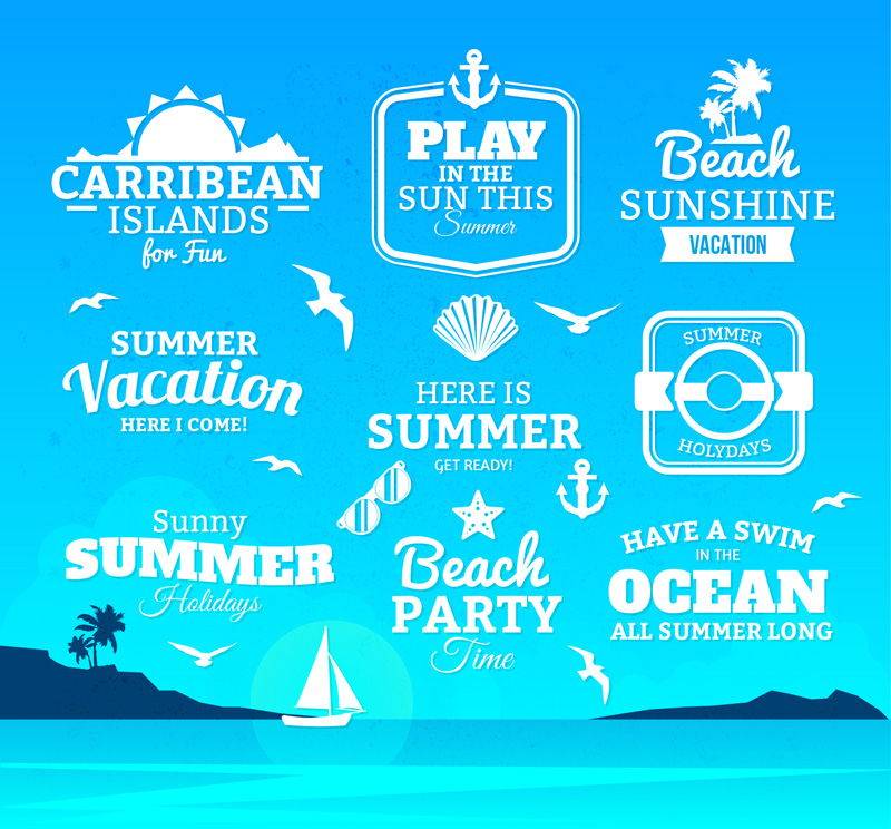 9 WordArt vacances vecteur ¨¦t¨¦