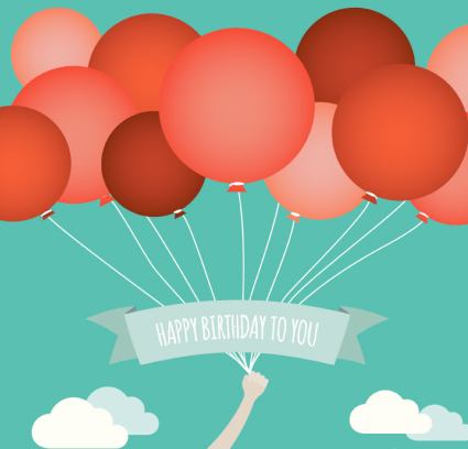 Faisceau ballon rouge carte d'anniversaire Vecteur