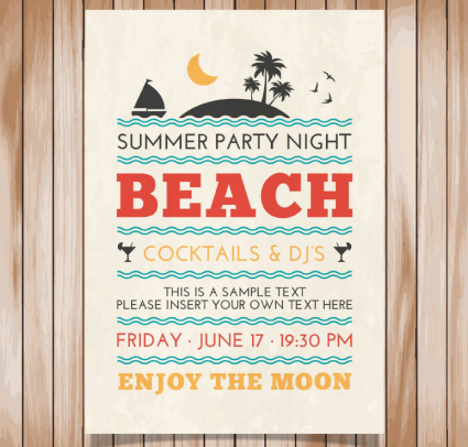 l'affiche de la plage vecteur groupe matriel