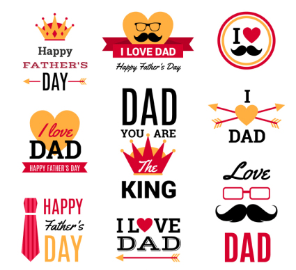 9 couleur father's day ¨¦tiquette vector carte