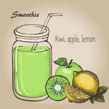 Fruits et smoothies frais vecteur mat¨¦riel
