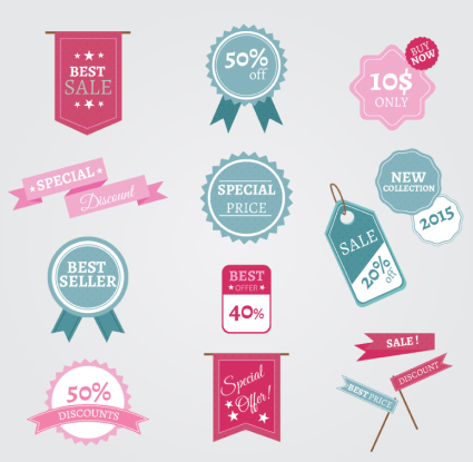 14 couleur vecteur d'¨¦tiquettes de promotion carte