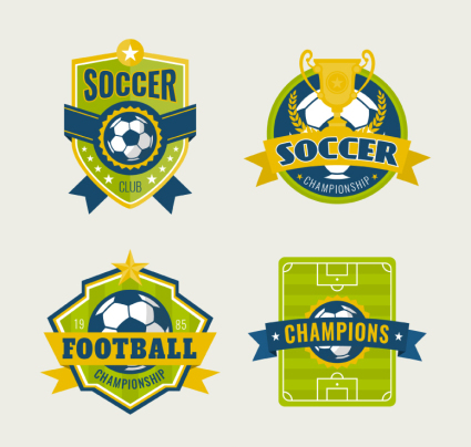 4 le football Creative matriel vecteur de l'tiquette