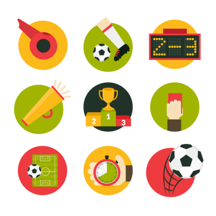 9 icône ronde de football vecteur carte