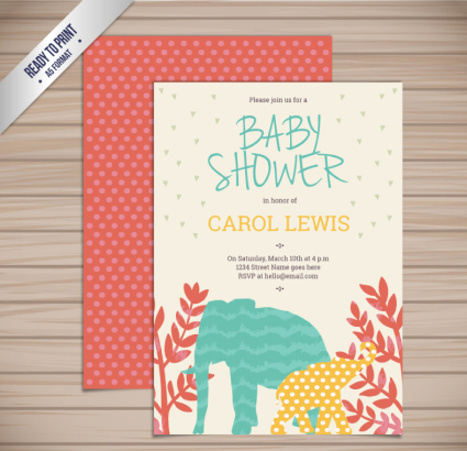 Animaux Creative partie de b¨¦b¨¦ bienvenu carte vectorielle de la carte d'invitation