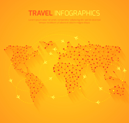 Orange mat¨¦riel carte vectorielle de Voyage du monde