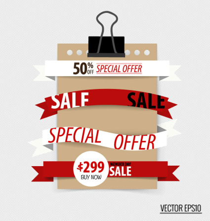 4 papier ruban vecteur promotionnel carte