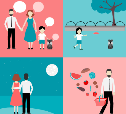 4 famille documentation illustration de vecteur