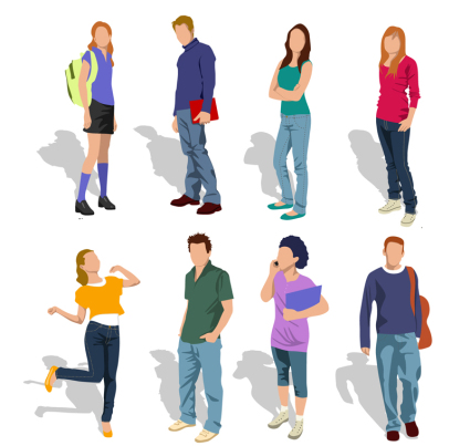 8 adolescents vecteur mat¨¦riel de conception