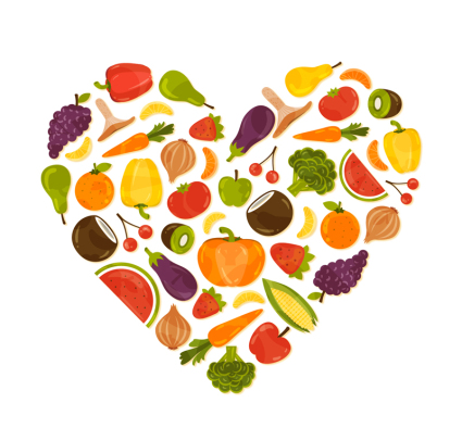 L'amour de la combinaison de l¨¦gumes et de fruits vecteur mat¨¦riel