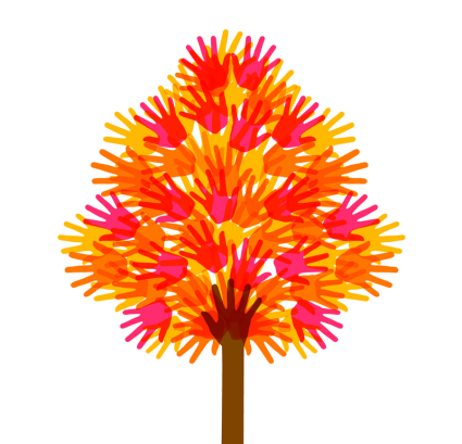 Couleur arbres handprint vecteur mat¨¦riel