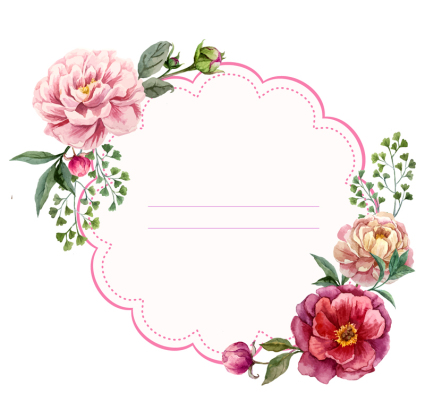 Aquarelle de pivoine fleur d¨¦coration vecteur mat¨¦riel d'¨¦tiquette