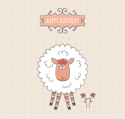 Peints anniversaire de moutons vecteur de carte de voeux