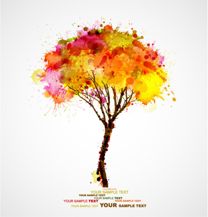 Arbres d'aquarelle Creative vecteur mat¨¦riel