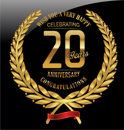 Or 20e anniversaire vecteurs d'¨¦tiquettes