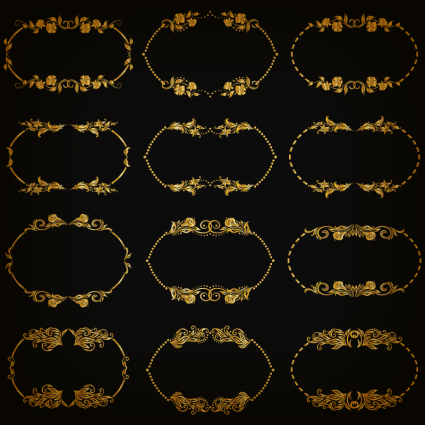 Pattern frame vecteur 12 d'or