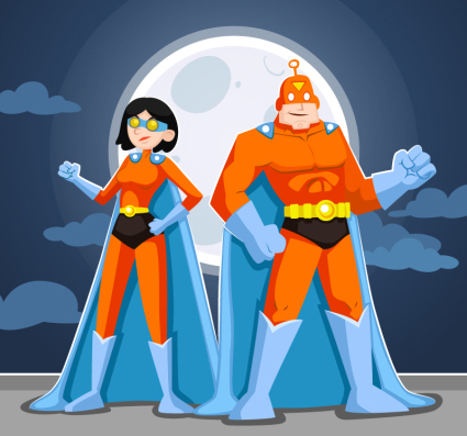 Superman hommes et des femmes de bande dessin¨¦e vecteur mat¨¦riel