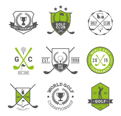 9 Golf Club Vecteurs ¨¦tiquette de drapeau