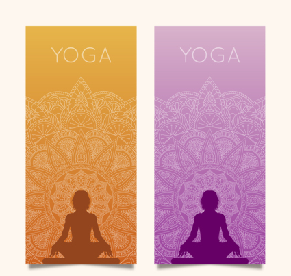 2 couleur du mat¨¦riau banni¨¨re vecteur yoga