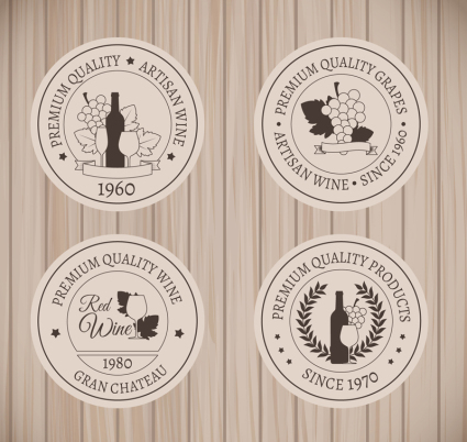 4 vin circulaire vecteur mat¨¦riel d'¨¦tiquette
