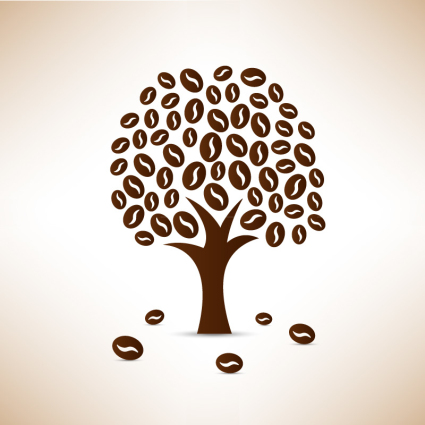 Les grains de caf¨¦ arbres conception vecteur mat¨¦riel